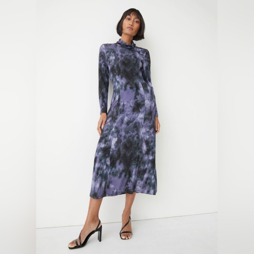 & Other Stories - Purple Long Sleeve Mock Neck Bodycon Dress